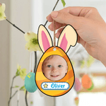 Personalized Cute Easter Bunny Ears Egg Photo Basket Tag with Name Easter Gift for Kids