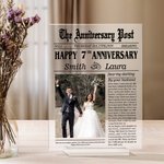 Personalized The Anniversary Post Photo Acrylic Plaque with Names and Date Home Decor Wedding Valentine's Day Gift for Couple