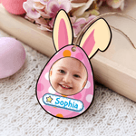 Personalized Cute Easter Bunny Ears Egg Photo Basket Tag with Name Easter Gift for Kids