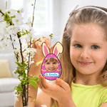 Personalized Cute Easter Bunny Ears Egg Photo Basket Tag with Name Easter Gift for Kids