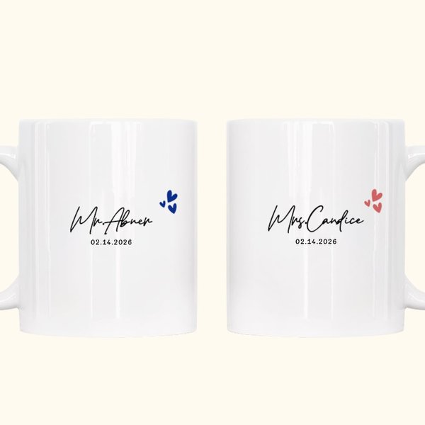 Taza Blanca Personalizada Simple Love con Nombre y Fecha Regalo de San Valentín Aniversario para Pareja