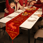 Personalized Chinese New Year Horse Table Runner with Family Name Home Decor Housewarming Holiday Gift for Family Friends