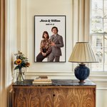 Personalised 3D Cartoon Portrait Photo Canvas Painting with Title and Date Wall Decor Valentine's Day Anniversary Wedding Gift for Couple Family