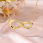 Personalized Convertible Infinity Love Birthstone Sterling Silver Necklace with Engraved Names Birthday Valentine's Day Anniversary Gift for Women