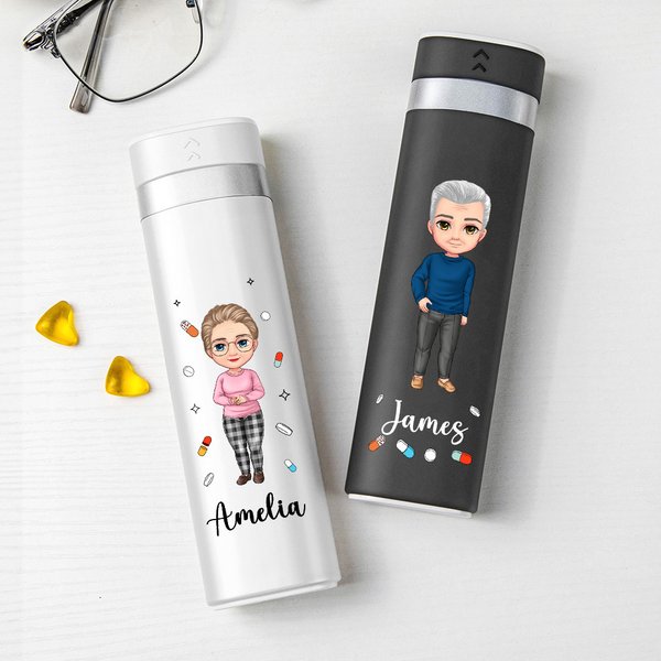 Organizador Semanal de Píldoras Personalizado con Nombre de Personaje de Dibujos Animados Push-pull Regalo de Viaje de Cumpleaños para Amigos de la Familia