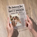 Personalized The Anniversary Post Photo Acrylic Plaque with Names and Date Home Decor Wedding Valentine's Day Gift for Couple