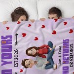 Gepersonaliseerde Schattige 3D Cartoon Koppel Zachte Deken met Naam en Tekst Valentijnsdag Verjaardag Cadeau voor Koppels Geliefden