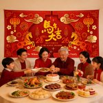 Personalised Red Chinese-Style Horse Chinese New Year Banner with Family Name Party Wall Decor Gift for Family Friend Party Planner