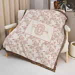 Personalized Retro Floral Design Soft Throw Blanket with Name and Initial Home Decor Mother's Day Birthday Gift for Woman Mom Family