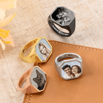 Personalized Heat-Activated Hidden Photo Sterling Silver Ring with Text Memorable Jewelry Birthday Anniversary Gift for Men Couple Family
