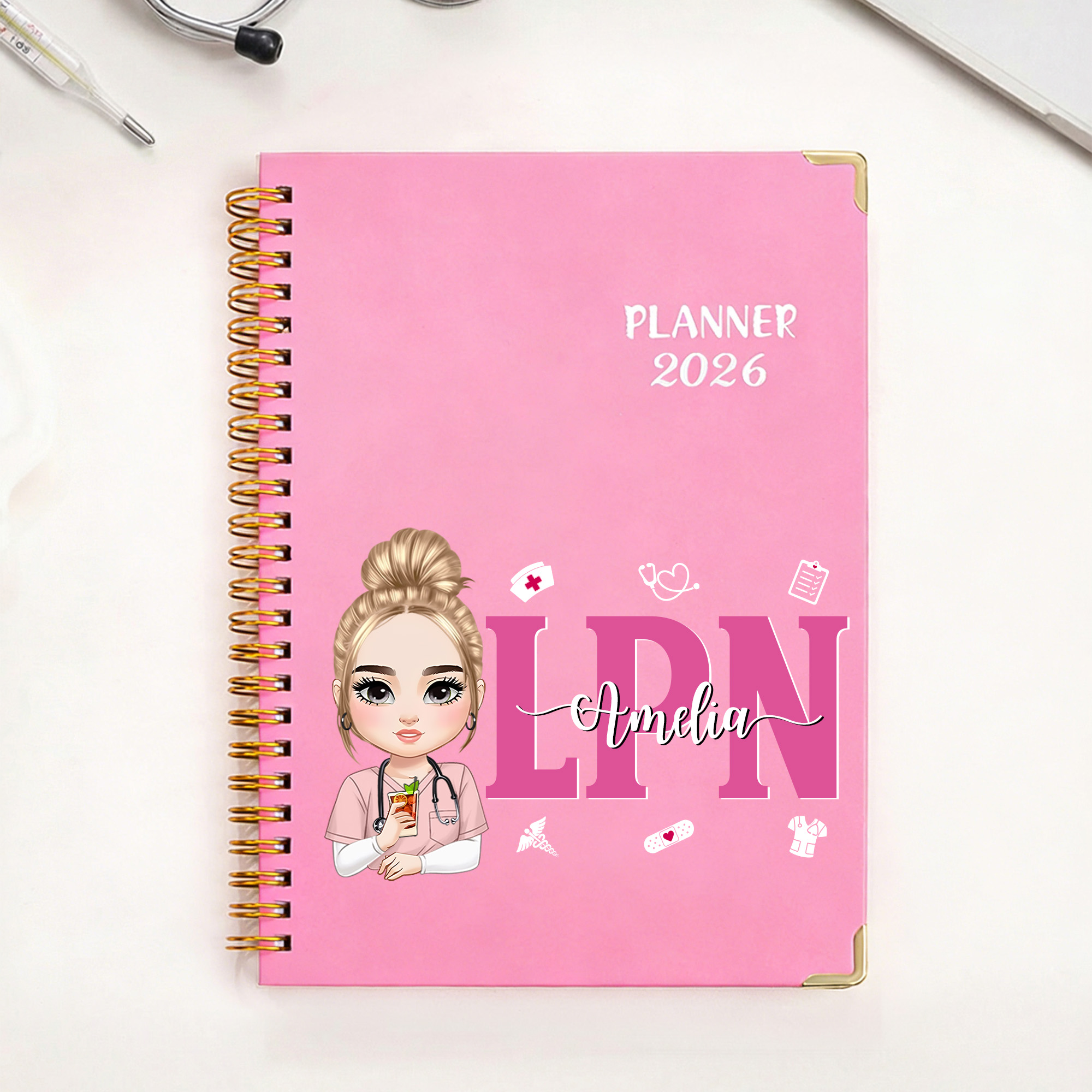 Personnalisé Infirmière Médecin 2026 Planificateur A5 Spiral avec pages de planification hebdomadaires et mensuelles Cadeau pour infirmières Médecins