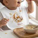 Personalised Crescent Moon Mosque Pattern 100% Cotton Soft Baby Bodysuit Romper Bib Set with Name First Eid Mubarak Gift for Newborns Babies