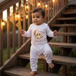 Personalised Crescent Moon Mosque Pattern 100% Cotton Soft Baby Bodysuit Romper Bib Set with Name First Eid Mubarak Gift for Newborns Babies