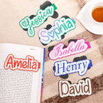 Personalised Striped Watercolor Style Magnetic Bookmark with Name  School Supplies Daily Use Reading Club Gift for Book Lovers