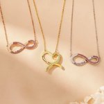 Gepersonaliseerde Verwisselbare Infinity Liefdes Sterling Zilver Ketting met Geboortsteen en Gegraveerde Naam Valentijnsdagcadeau voor Vrouwen