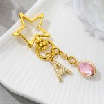 Personalized Birthstone Heart Star Keychain with Glitter Initial Wedding Party Birthday Gift for Friend Family