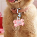 Personalized Lip Love Paw Print Acrylic Bone-Shaped Pet ID Tag with Name and Phone Number Daily Use Birthday Adoption Day Gift for Pet Lover Dog Owner