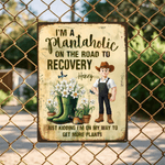 Personalized Birth Flower Cartoon Character Tinplate Sheet Hanging Painting with Name Garden Decoration Birthday Gift for Gardening Lover