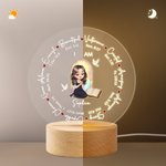 Personalized Cartoon Prayer Character Cross Bible LED Night Light with Name Text and Wooden Base Baptism Confirmation Gift for Christian Woman