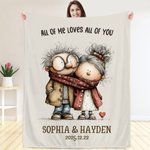 Coperta di lancio personalizzata con nappe della coppia di anziani con nome e data Anniversario di matrimonio Regalo di San Valentino per la coppia