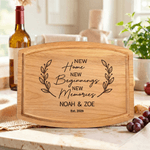 Personalized New Home Charcuterie Cutting Board with Title Year and Juice Groove Housewarming Gift for Couple Family