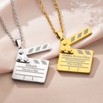 Personalized Clapperboard Necklace with Text Dainty Jewellery Birthday Anniversary Gift for Movie Lover