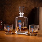 Personalized Golf Cartoon Character Whiskey Decanter Glasses with Engraved Name Father's Day Birthday Gift for Golf Players Whiskey Lovers