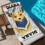 Gepersonaliseerde Multicolor Abstract Floral Animal Oversized Quick Dry Strandlaken met Naam Strandfeest Verjaardagscadeau voor Familie Vrienden