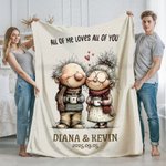 Coperta di lancio personalizzata con nappe della coppia di anziani con nome e data Anniversario di matrimonio Regalo di San Valentino per la coppia