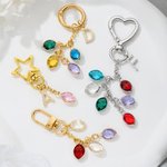 Personalized Birthstone Heart Star Keychain with Glitter Initial Wedding Party Birthday Gift for Friend Family