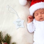 Personalized Our First Christmas as a Family Star Shaped Ceramic Ornament with Name and Year Christmas Tree Decor Gift for Family New Parents