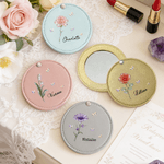 Specchio per il trucco in pelle PU personalizzato con nome Matrimonio, compleanno, anniversario, regalo per le donne, fidanzate e spose.