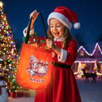 Personalized Cute Cartoon Snowman LED Light Bucket Bag with Name and Year Holiday Storage Decor Christmas Gift for Kids