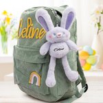Personalisiertes Oster-Set inklusive Plüschhäschen Schlüsselanhänger mit Namen und Jumbo-Osterei mit Wunschtext Eiersuche Ostern Geschenk für Kinder