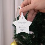 Personalized Our First Christmas as a Family Star Shaped Ceramic Ornament with Name and Year Christmas Tree Decor Gift for Family New Parents