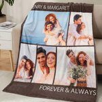 Coperta morbida personalizzata con collage di 5 foto e nome dell'amante Regalo di San Valentino Anniversario per la coppia