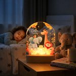 Veilleuse LED en acrylique personnalisée avec nom, date et socle en bois Décoration de la chambre d'enfant Cadeau d'anniversaire pour les enfants