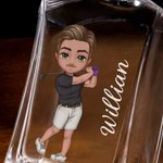 Personalized Golf Cartoon Character Whiskey Decanter Glasses with Engraved Name Father's Day Birthday Gift for Golf Players Whiskey Lovers