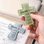 Personalized Inspirational Bible Verses Cross PU Leather Magnetic Bookmark Clip First Communion Baptism Back to School Gift for Christians Bookworms