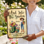 Personalized Birth Flower Cartoon Character Tinplate Sheet Hanging Painting with Name Garden Decoration Birthday Gift for Gardening Lover