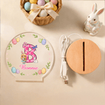 Personlig LED-nattlys med navn og trebunn med syv farger og initialer Personalisert romdekorasjon Påskefest Favorittgave til barn