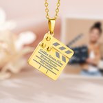 Personalized Clapperboard Necklace with Text Dainty Jewellery Birthday Anniversary Gift for Movie Lover