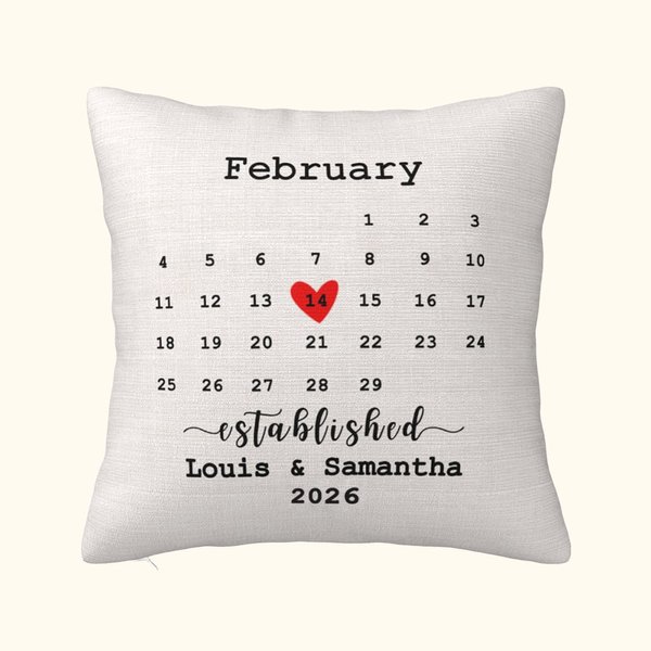 Personalised Wedding Date Cushion Cover with Couple Name Valentine's Day Anniversary Gift for Couple