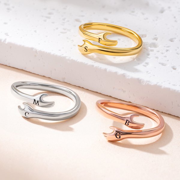 Anello personalizzato in argento sterling con iniziali, gioielli di pregio Regalo per la festa della mamma e per l'anniversario di coppia