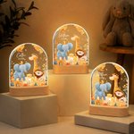 Veilleuse LED en acrylique personnalisée avec nom, date et socle en bois Décoration de la chambre d'enfant Cadeau d'anniversaire pour les enfants