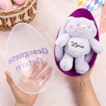 Personalisiertes Oster-Set inklusive Plüschhäschen Schlüsselanhänger mit Namen und Jumbo-Osterei mit Wunschtext Eiersuche Ostern Geschenk für Kinder