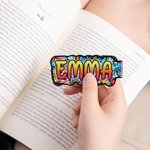 Marcapáginas magnético personalizado con nombre estilo graffiti Uso diario Vuelta al cole Regalo de cumpleaños para los amantes de los libros Ratones de biblioteca