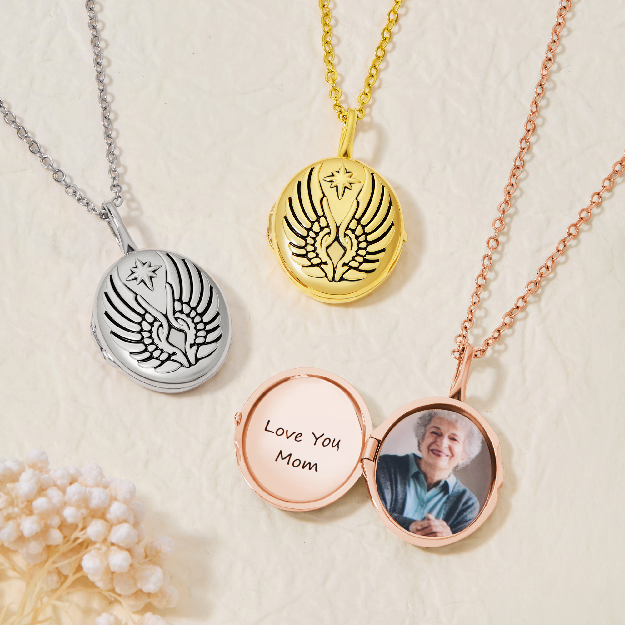 Collier photo personnalisé avec texte gravé Bijoux délicats Cadeau d'anniversaire de Saint-Valentin pour femmes