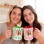 Personalisierte Aquarell gestreiftes Foto Design 11 oz 15 oz Keramik Kaffeebecher mit Text täglichen Gebrauch Geburtstag Geschenk für Besties Schwestern