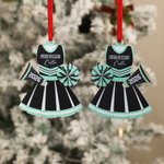 Personalized Cheerleader Uniform Dress Pom-Poms Acrylic Ornament with Name and Year Tree Decor Team Day Birthday Gift for Cheerleaders